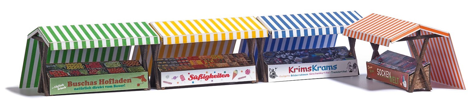 BUSCH 1824 H0 4 Marktstände 